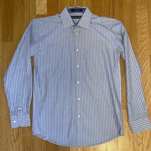Michael Kors Boys 14 Blue/White Stripe Button Down